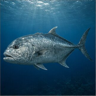 Giant trevally on a tropical reef