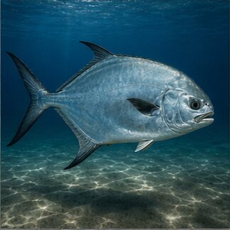 Permit swimming over a sandy flat